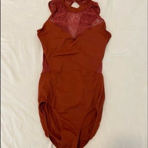 mirella maroon mesh cutout leotard